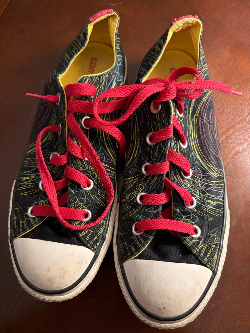 Converse Kids Black Canvas Sneakers with Red Laces